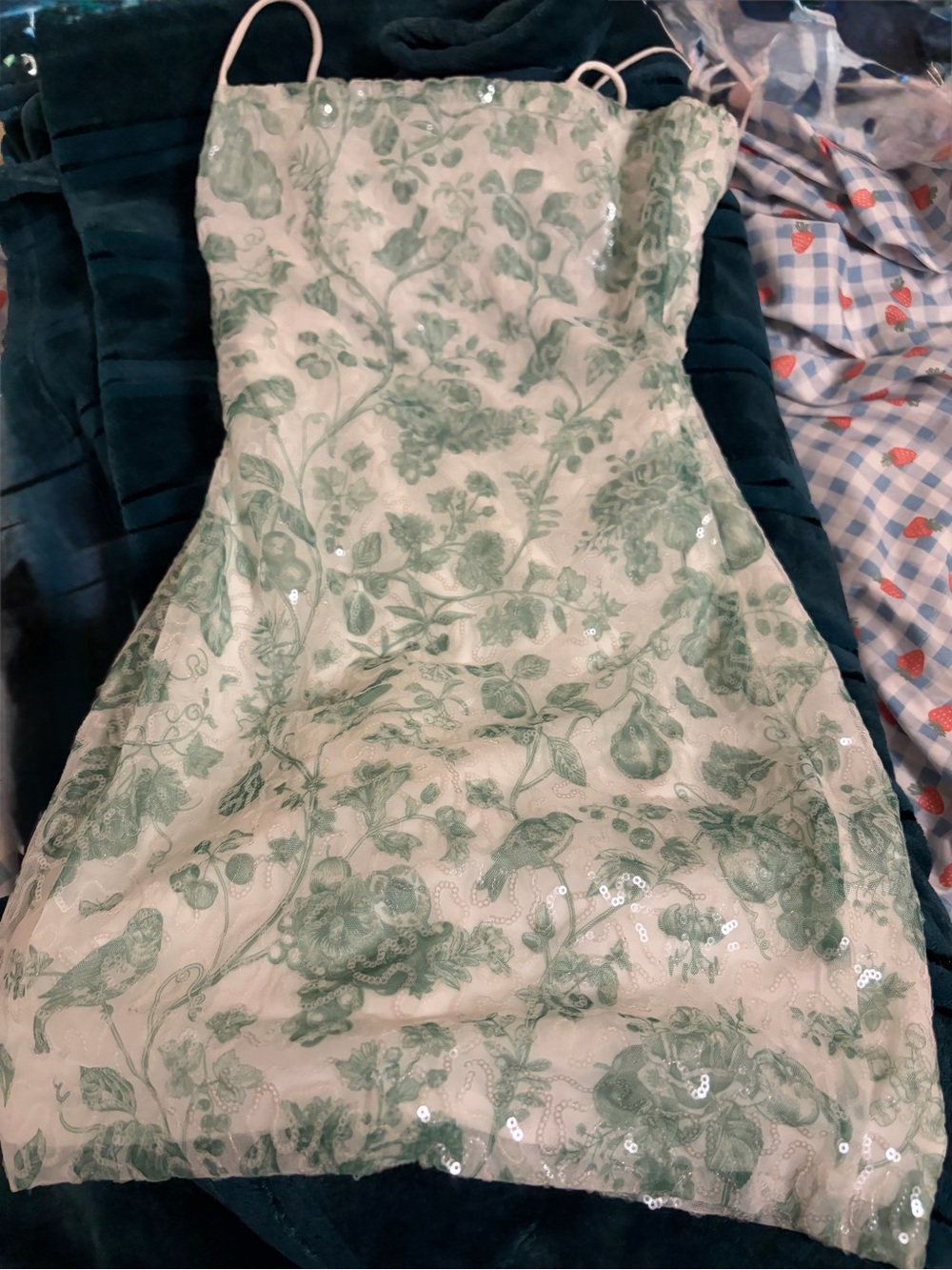 Green Floral Slip Dress/ Homecoming dress